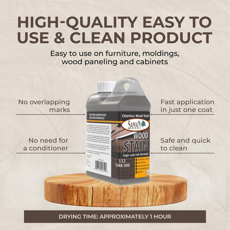 SamaN Interior Water Based Wood Stain - Natural Stain for Furniture, Moldings, Wood Paneling, Cabinets (Dark Oak TEW-112-32, 32 oz) - Image 5